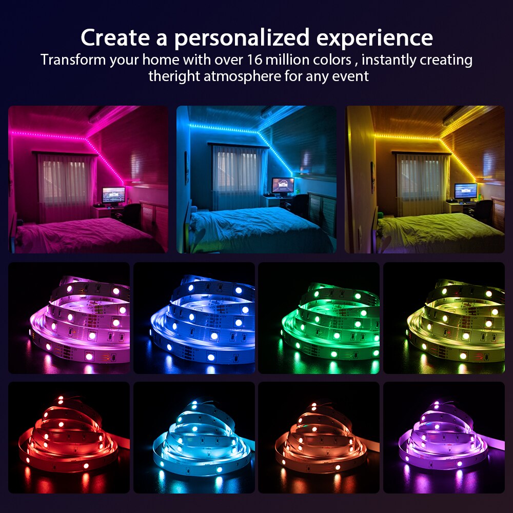 Led Strip Lights,Smart Led Strip for Bedroom,Color Changing Led Light Strips Music Sync RGB Led Lights with Remote Control