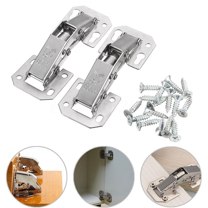 2Pcs Soft Close Kitchen Cupboard Cabinet Wardrobe 90degree Door Hinges & Screws