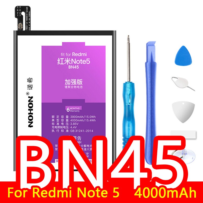 NOHON Batteria Per Xiao mi mi 5 mi 4C mi 6 mi 3 4 6X rosso mi nota 2 3 4 4X 5 BM35 BM22 BM36 BM3E BN31 BM45 BM46 BN41 BN43 BN45 Bateria: BN45