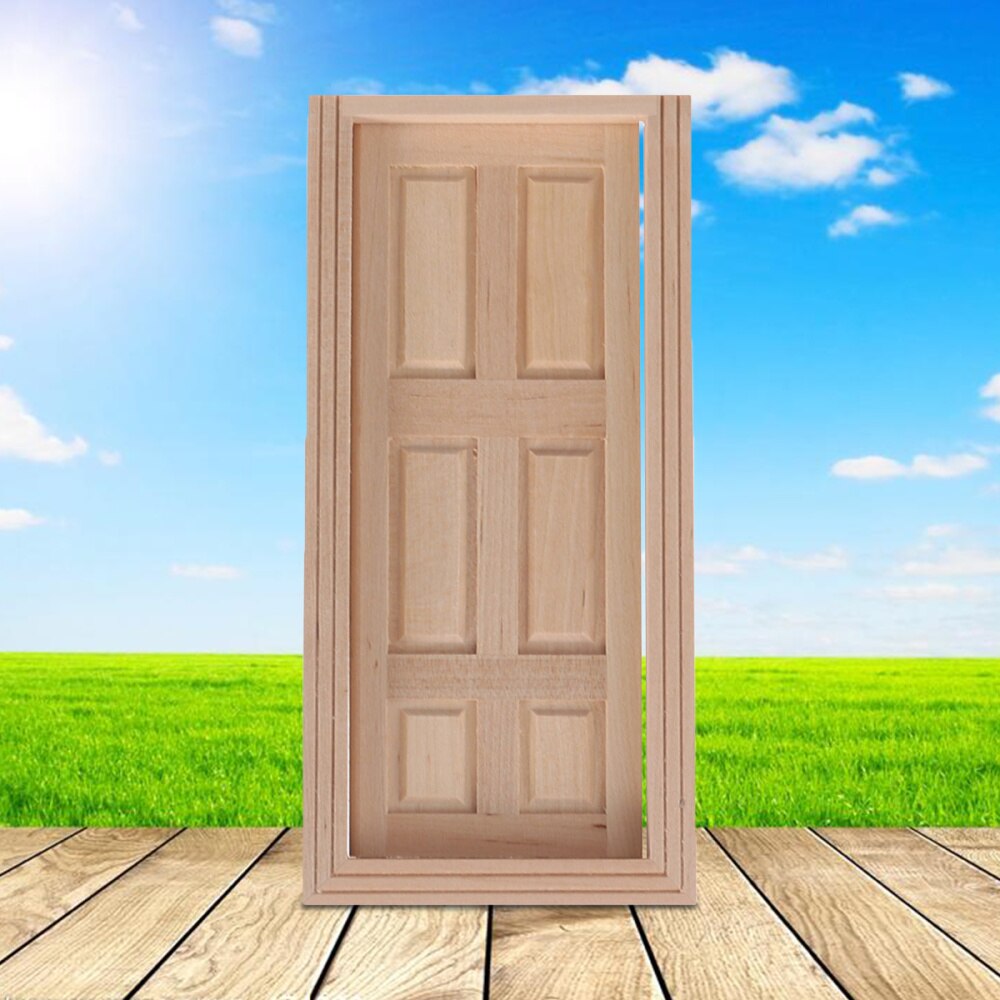 1:12 mini house Miniature DIY 6-Panel Interior Wooden Door