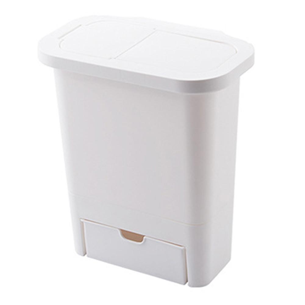 Hangende prullenbak kleine keukenafvalbak afvalbak sorteren afvalbak met deksel voor keukenkastdeur voor badkamertoilet: Witte lade