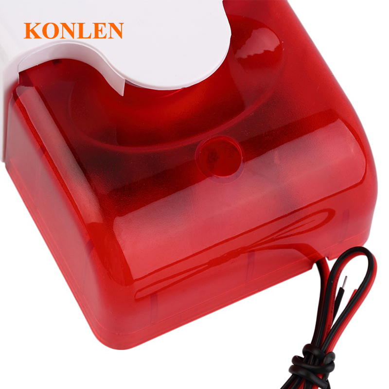 Wired Strobe Siren Alarm 12V Home Sound and Red Flash Horn Alarming Security Indoor