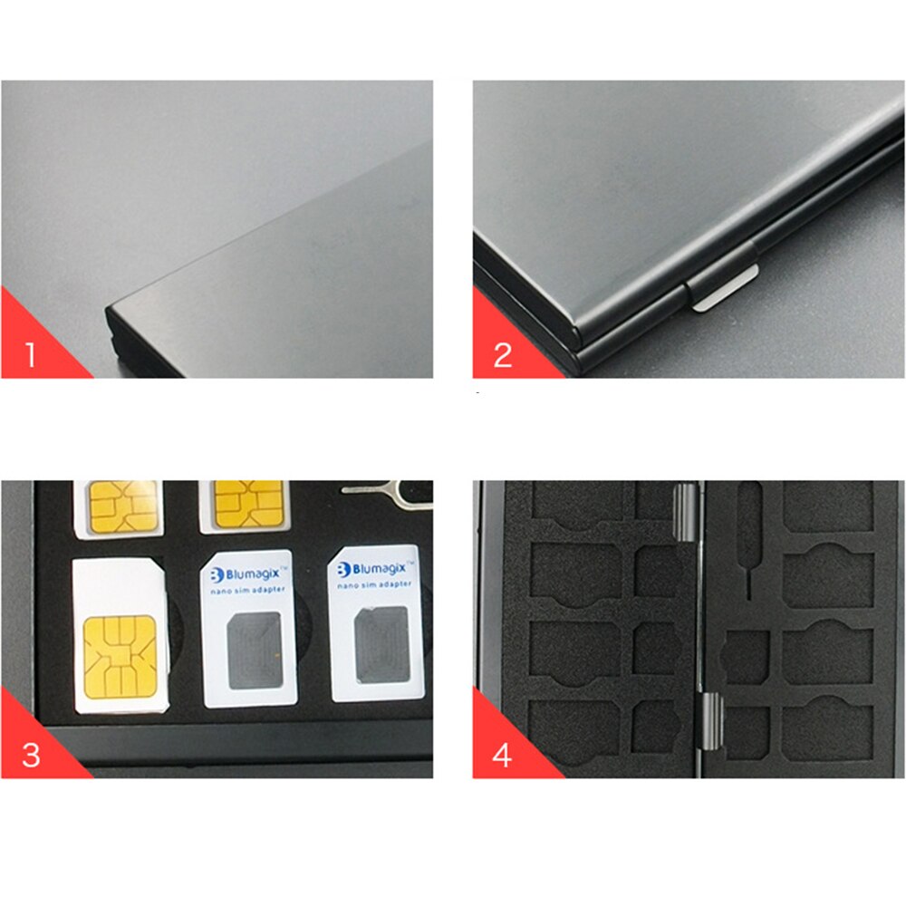 21 In 1 Aluminum SIM SIM Micro Pin SIM Card Nano Memory Card Storage Box Case Stand Black