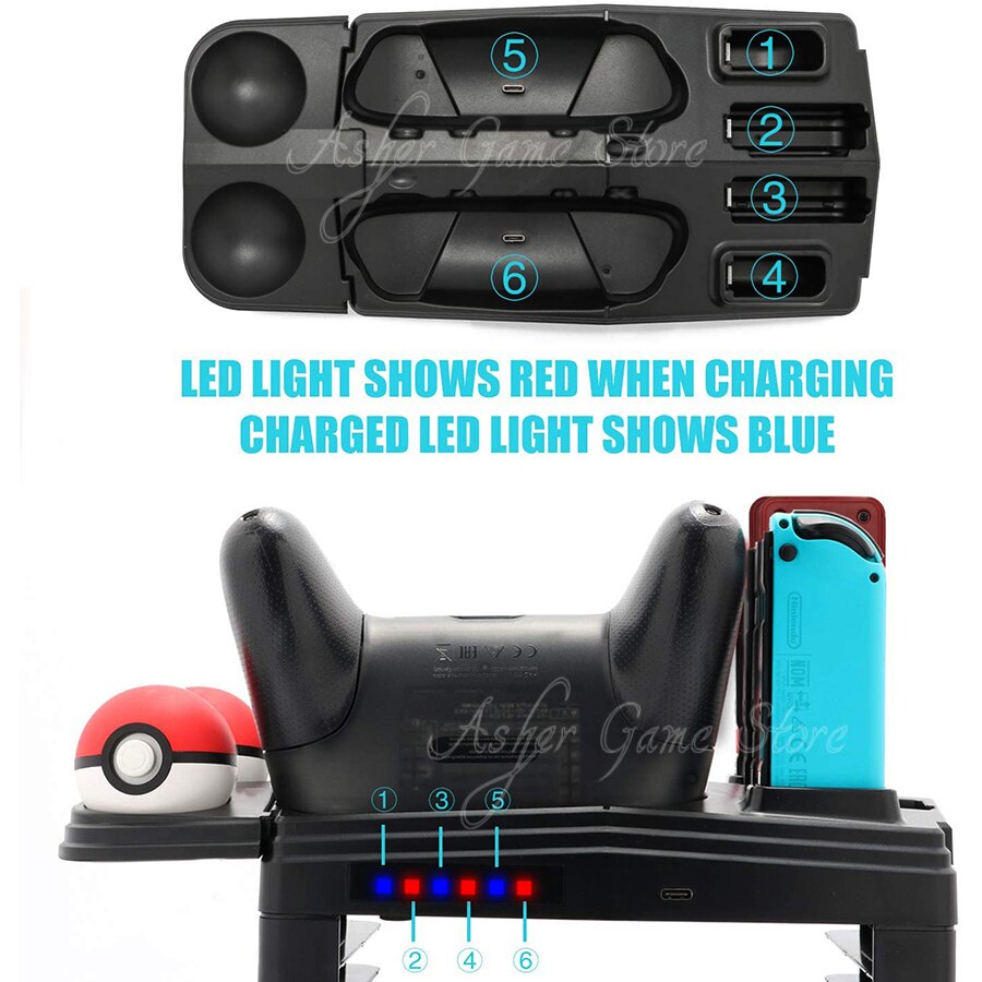 Nintend Switch Charging Dock Station Storage Charger Stand 8 Games