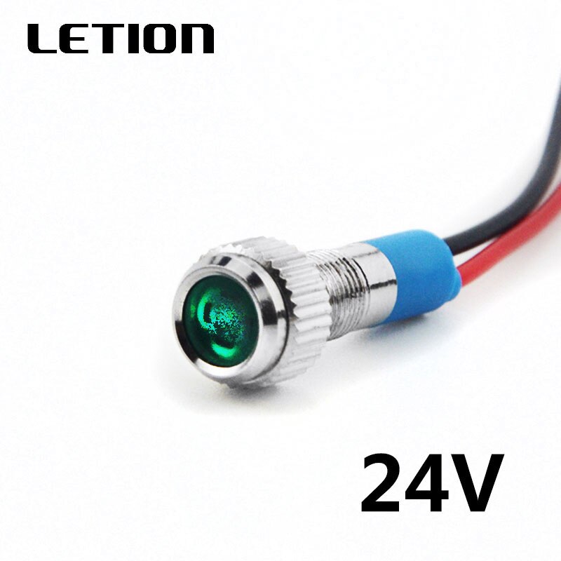 5Stck 6mm Wasserdichte LED Metall Anzeige Pilot Licht Signal Lampe 12V 24V 220V Maschine Auto Stiefel Arbeits PC Energie: 24V Grün