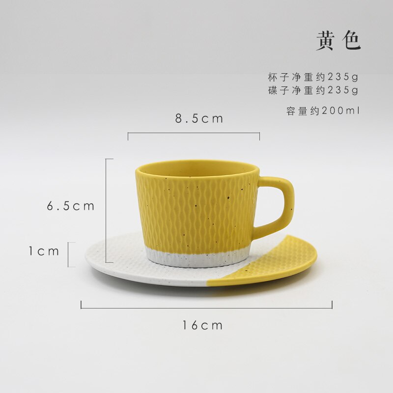 Japansk keramikk kaffekopp enkel gul nordisk hjemme ettermiddagste kopper kontor minimalistisk kopp og tallerken sett  mm60 byd: Gul