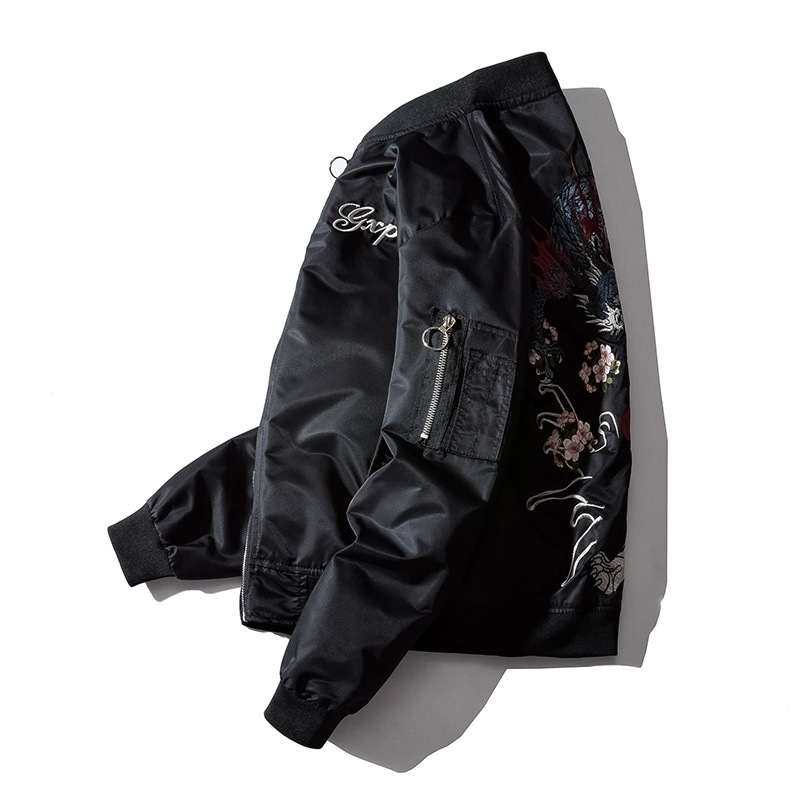 Chaqueta Bomber bordada para hombre, chaqueta de piloto de Dragon Tiger, Hip Hop, béisbol japonés, ropa de calle para jóvenes, otoño e invierno, 2022