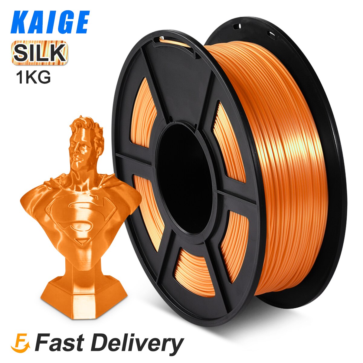 Filamento de seda PLA, 1KG, Efecto 1KG, para impresoras 3D, 1,75 MM, 2.2lbs, recargas de textura de seda blanca, Material Biodegradable: SILK-Orange