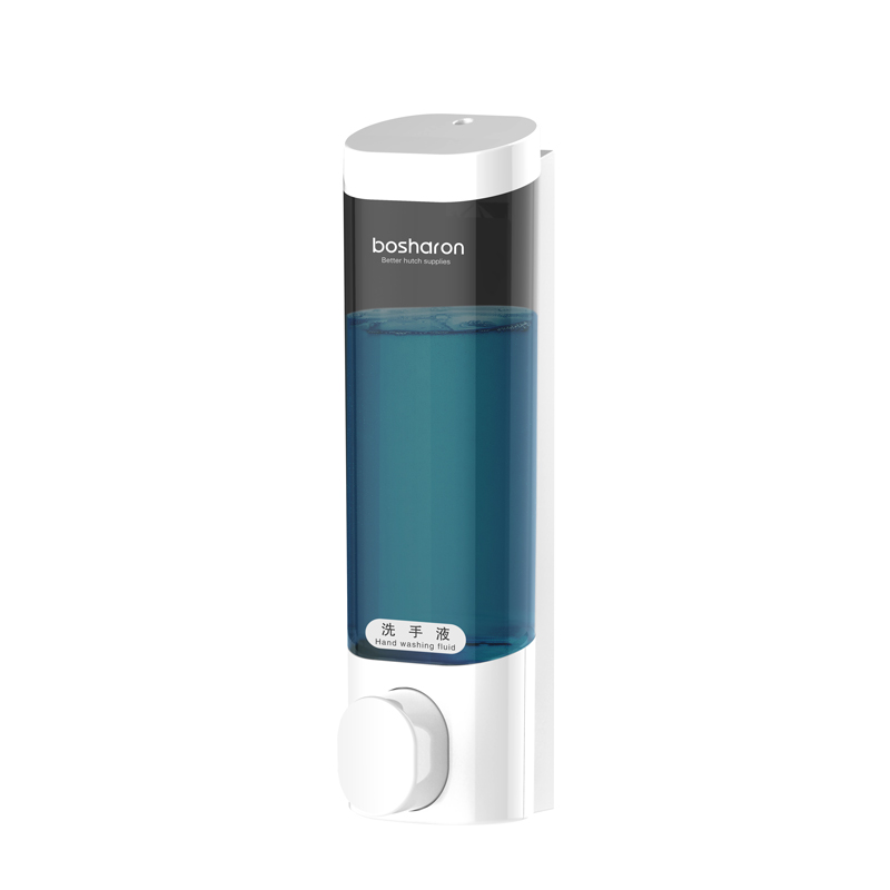 Dispenser til flydende sæbe vægbeslag 300ml badeværelsestilbehør plast vaskemiddel shampoo dispensere dobbelt hånd køkken sæbe flaske: Hvid single