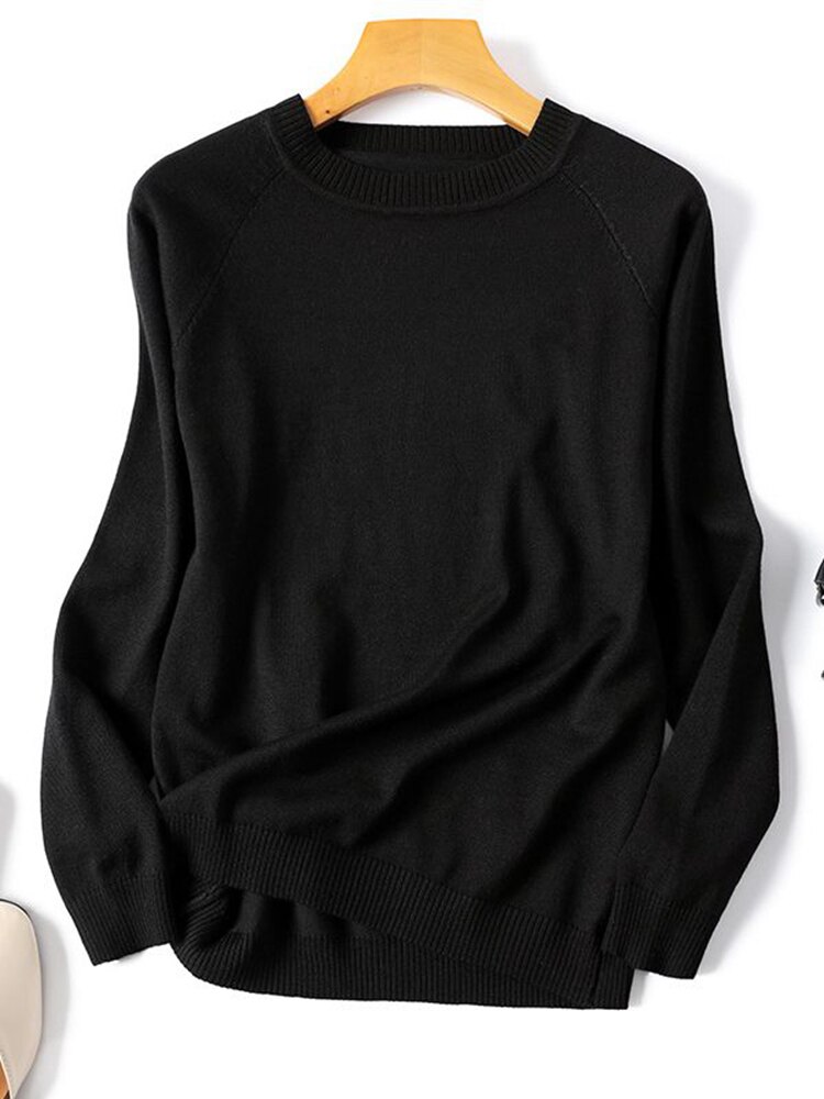 Syksy talvi raidalliset neulotut villapaidat neuleet pitkähihainen korealainen löysä pusero pehmeä lämmin neulepusero femme 2022: Musta