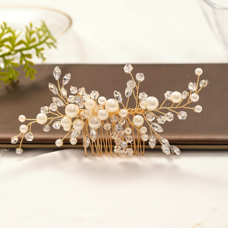 Parel Haar Kam Hoofdbanden Bruid Haar Ornamenten Golden Leaf Wedding Hoofdbanden Met Kam Parel Vrouwen Accessoires Haar Sieraden