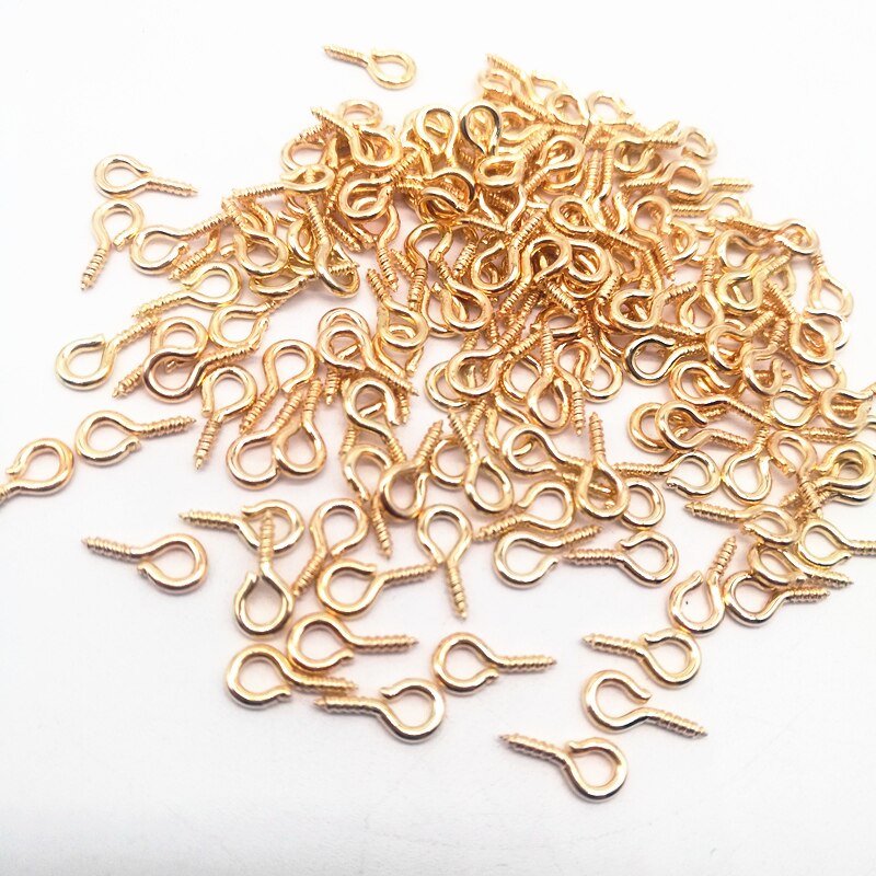 100 Pcs 5X10 Mm Mini Eye Pins Eye Pins Haken Oogjes Schroefdraad Metalen Sieraden Hanger Sluitingen Diy sieraden Maken Accessoires: 01 gold