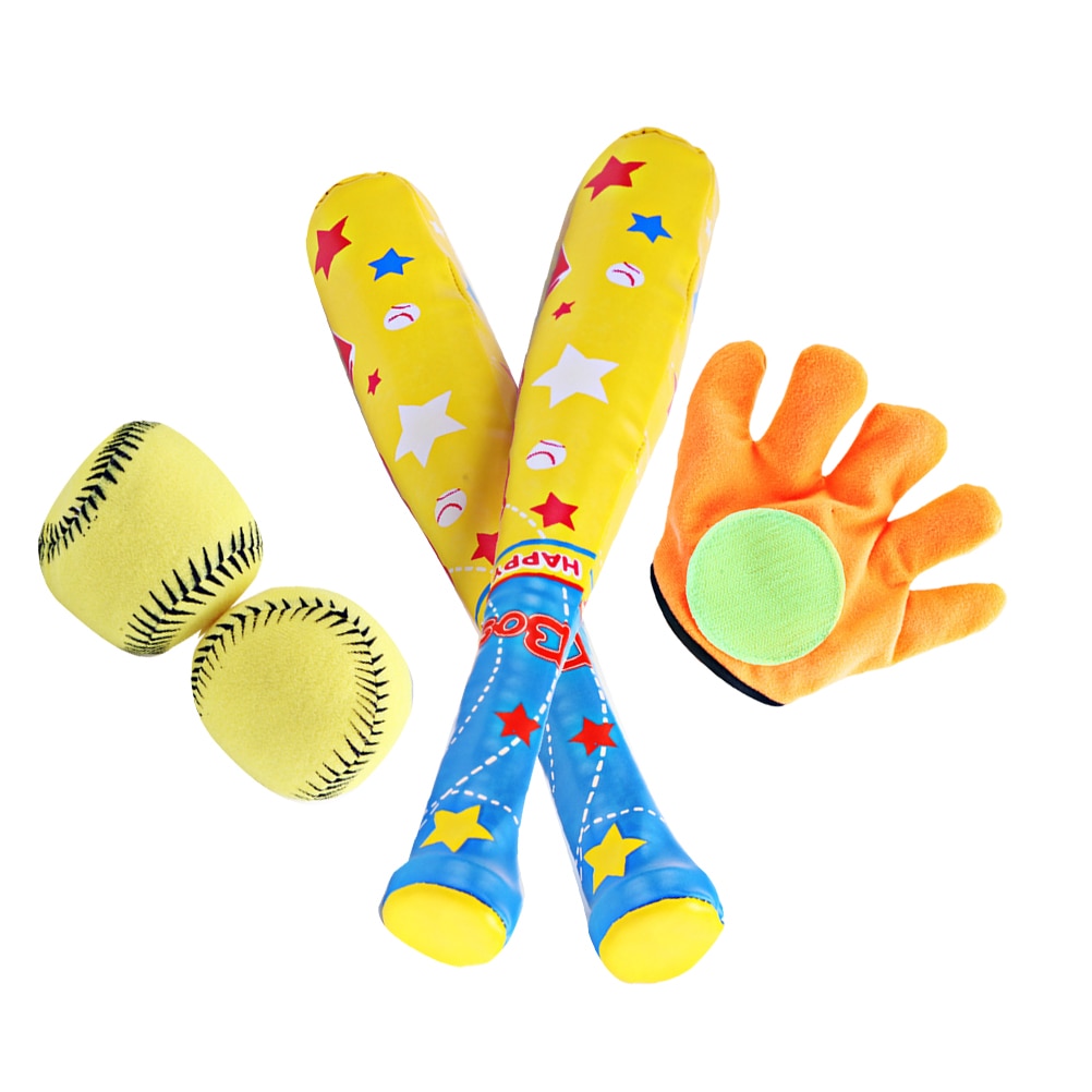 1 Set/4 Pcs Honkbalknuppel Speelgoed Zachte Draagbare Abs Honkbalknuppel Bal Hoepel En Lus Handschoen Kinderen Praktijk outdoor Liu