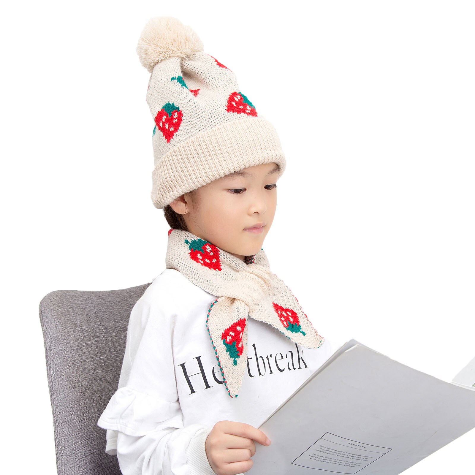 MUQGEW-gorro estampado para niños y niñas, bufanda de punto, conjunto de bufanda de algodón, para el cuello, Otoño e Invierno