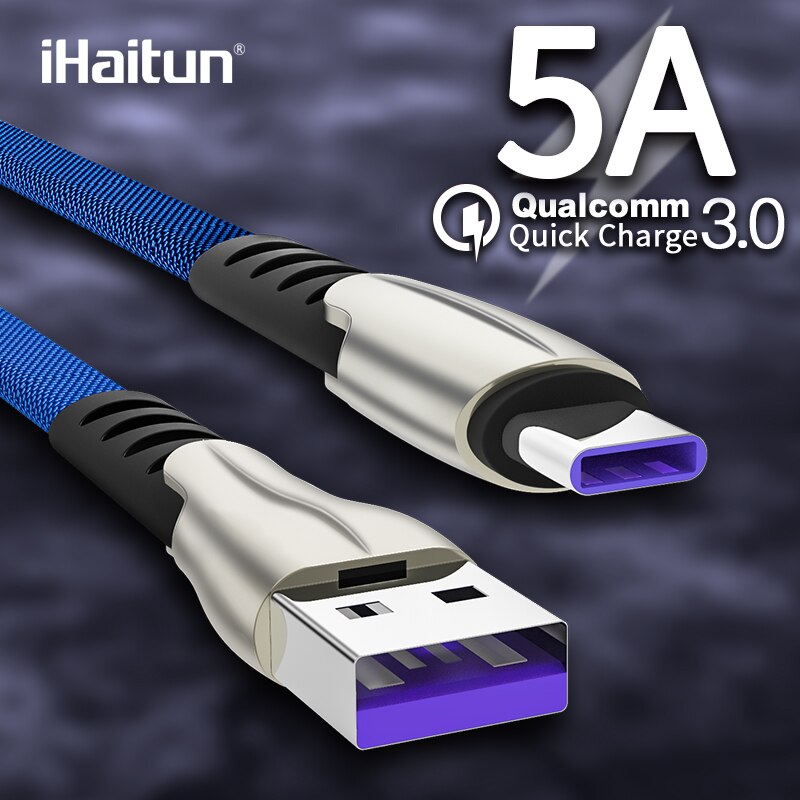 Ihaitun 5a usb tipo c cabo para huawei p30 pro p20 lite honra v20 10 9 companheiro 30 20 3.1 3.0 cabo de dados de carregamento rápido carregador do telefone For Samsung For Xiaomi