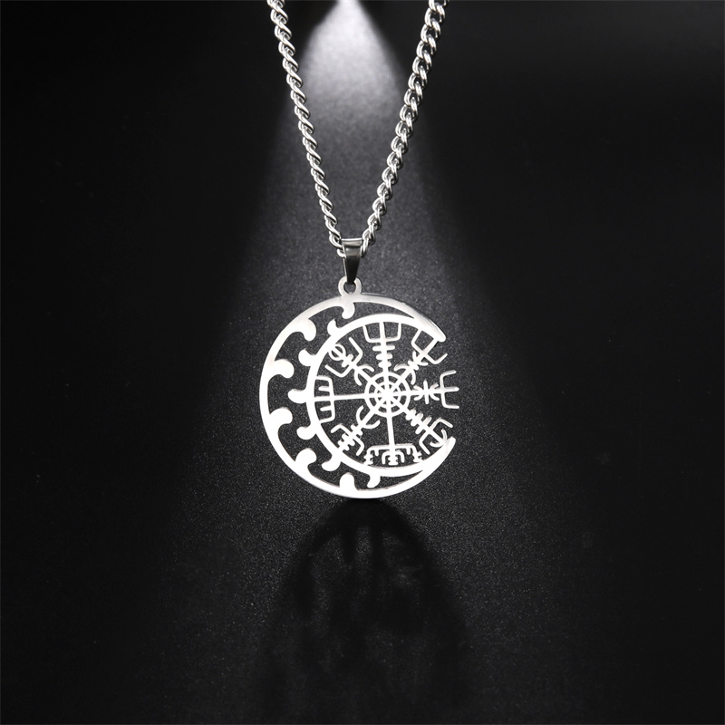 Wicca Pentagram Heks Ketting Roestvrij Staal Mannen Kettingen Amulet Voor Oneindig Heidense Religieuze Symbool Sieraden Kraag Hombre: Plating Pistool