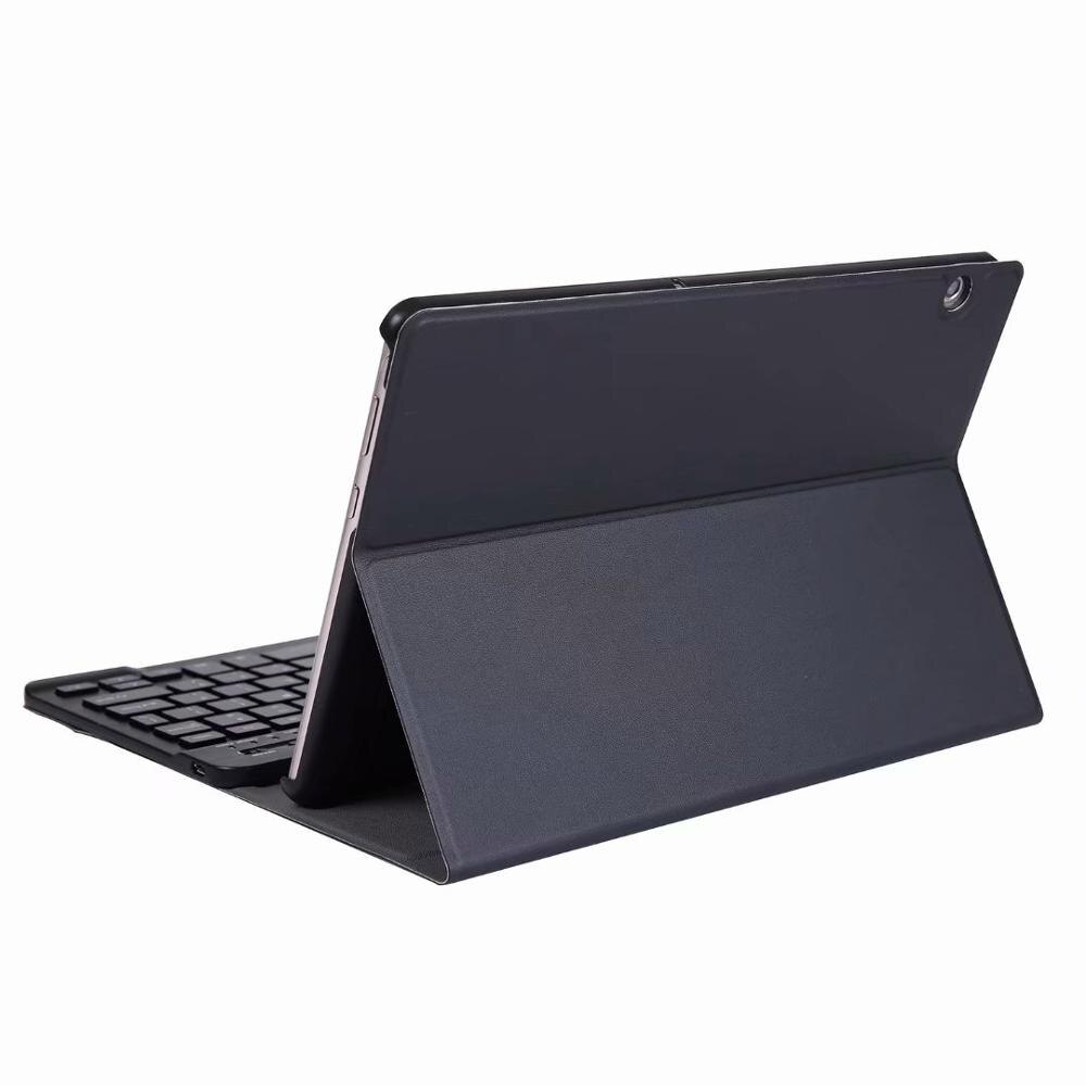 Etui til huawei mediapad  t5 10 ags 2-w09 ags 2-l09 ags 2-l03 10.1 '' ultra tyndt aftageligt trådløst bluetooth tastatur cover: Sort