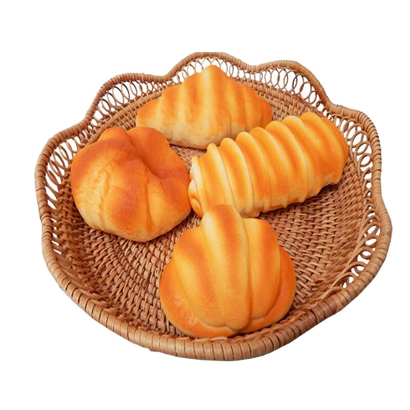 Handmade Wicker Woven Storage Basket,8.6 X 2 Inch Restaurant Bread Basket Fruit Vegetables Food Serving Display Basket