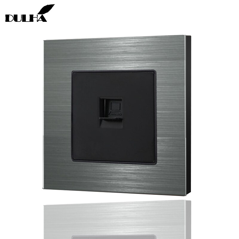 Computer Wall Ethernet Socket, Luxurious Satin Metal Panel, Electric RJ45 Data Network Internet Jack Cat5 Coaxial Plug Outlet
