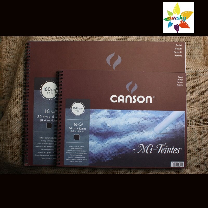 CANSON Mi-Teintes Pastel Paper Black Paper,24cmx32cm 32cmx41cm 16 Sheets,honey comb surface acid free 50% Cotton Spiral Bound