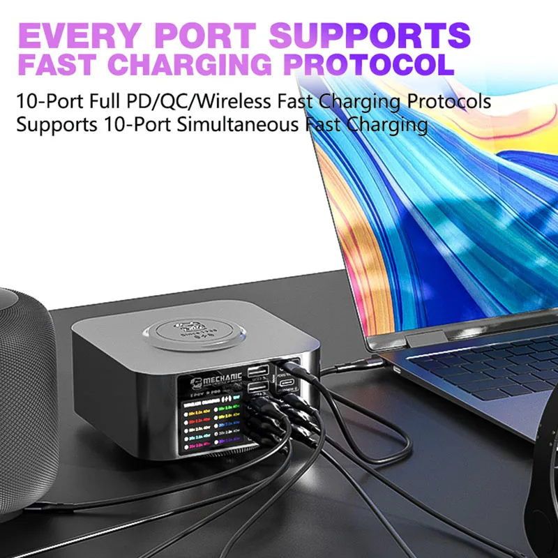 MECHANIC X-Power Plus Max Multi-port Charger Multifunctional Desktop Charging Station Fast Charging for Phone Tablet QC3.0 PD3.1