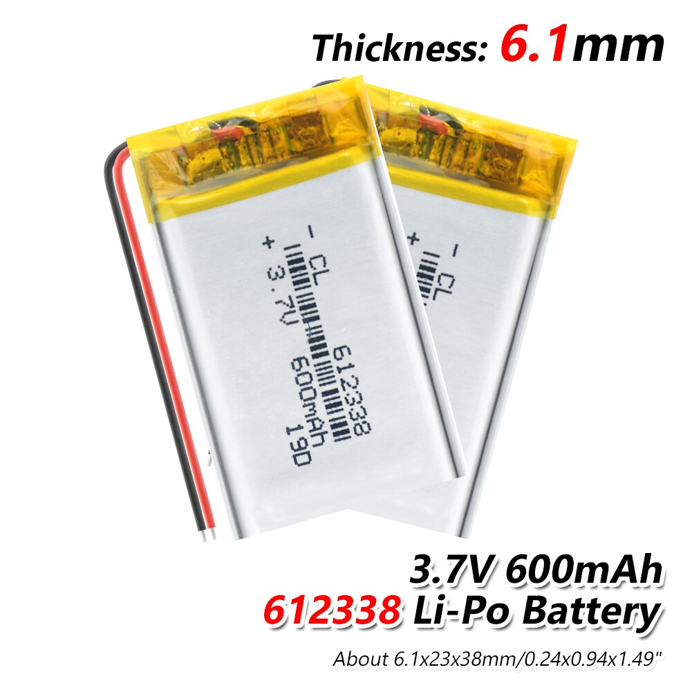 1/2/4 Pcs 612338 600mAh Lipo Battery 3.7V 612338 Lithium Polymer Li-polymer Batteries For DVR GPS MP3 MP4 Cell Phone Speaker