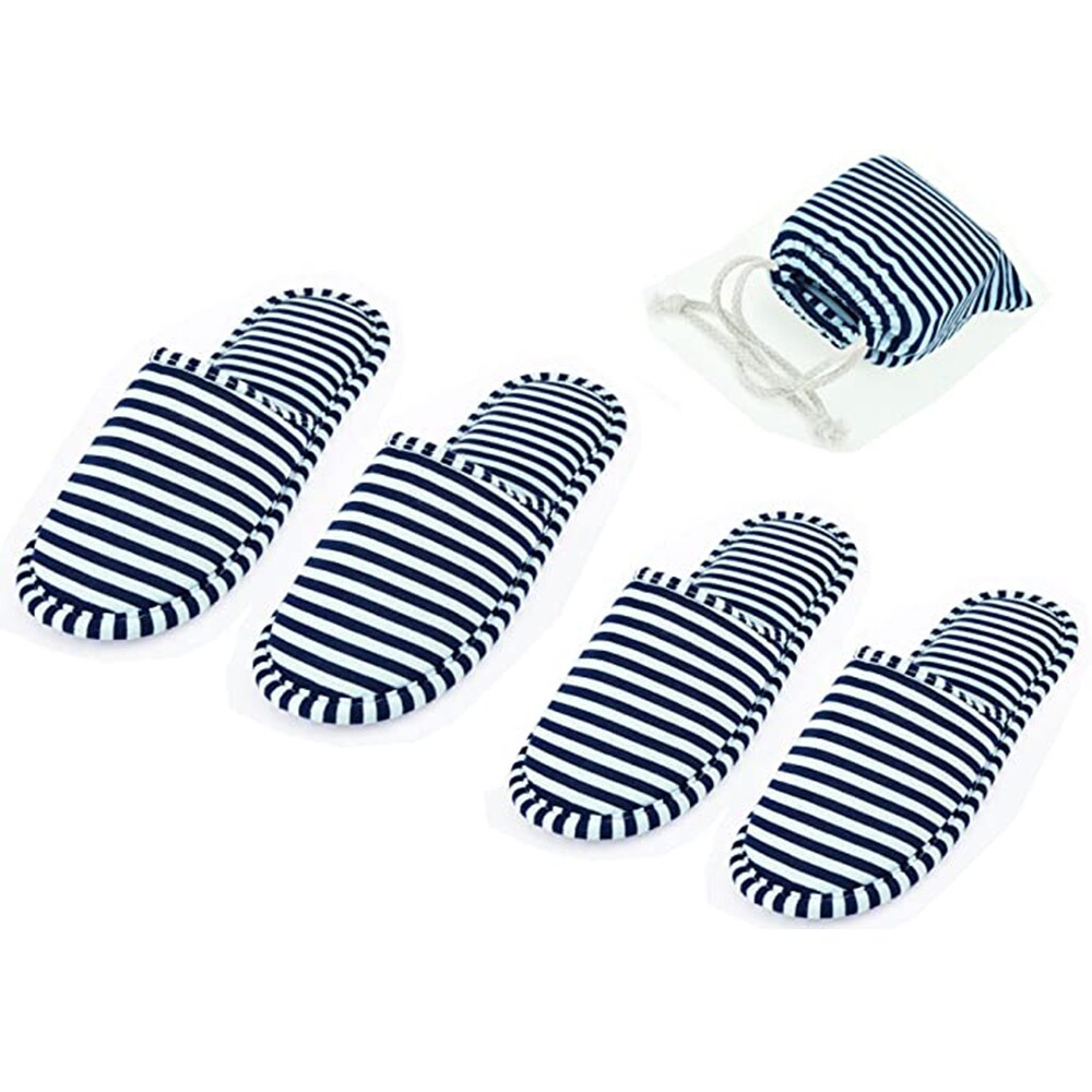 2 Pairs Foldable Travel Slippers with Storage Bag, Woman & Man Home/Travel/Hotel/Guest/Spa Slippers Anti-Slip, Non-Disposable