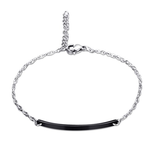 Stainless steel Bracelet for Women Heahlty Material White Ceramic Charm Bracelet Lovers Couples Jewelry: Black