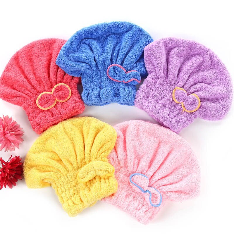 1Pcs Vrouwen Meisjes Droge Hatquickly Droog Haar Badmuts Super Absorberende Haar Tulband Coral Fluwelen Badkamer Benodigdheden Hoofd Wrap hoeden