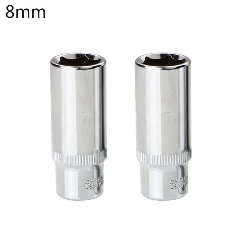 2pcs/set 1/4 Socket Set Adapter Long Sockets 7mm 8mm 10mm 13mm Deep Socket Tool Heads Torque Spanner Ratchet Socket Wrench: 8mm