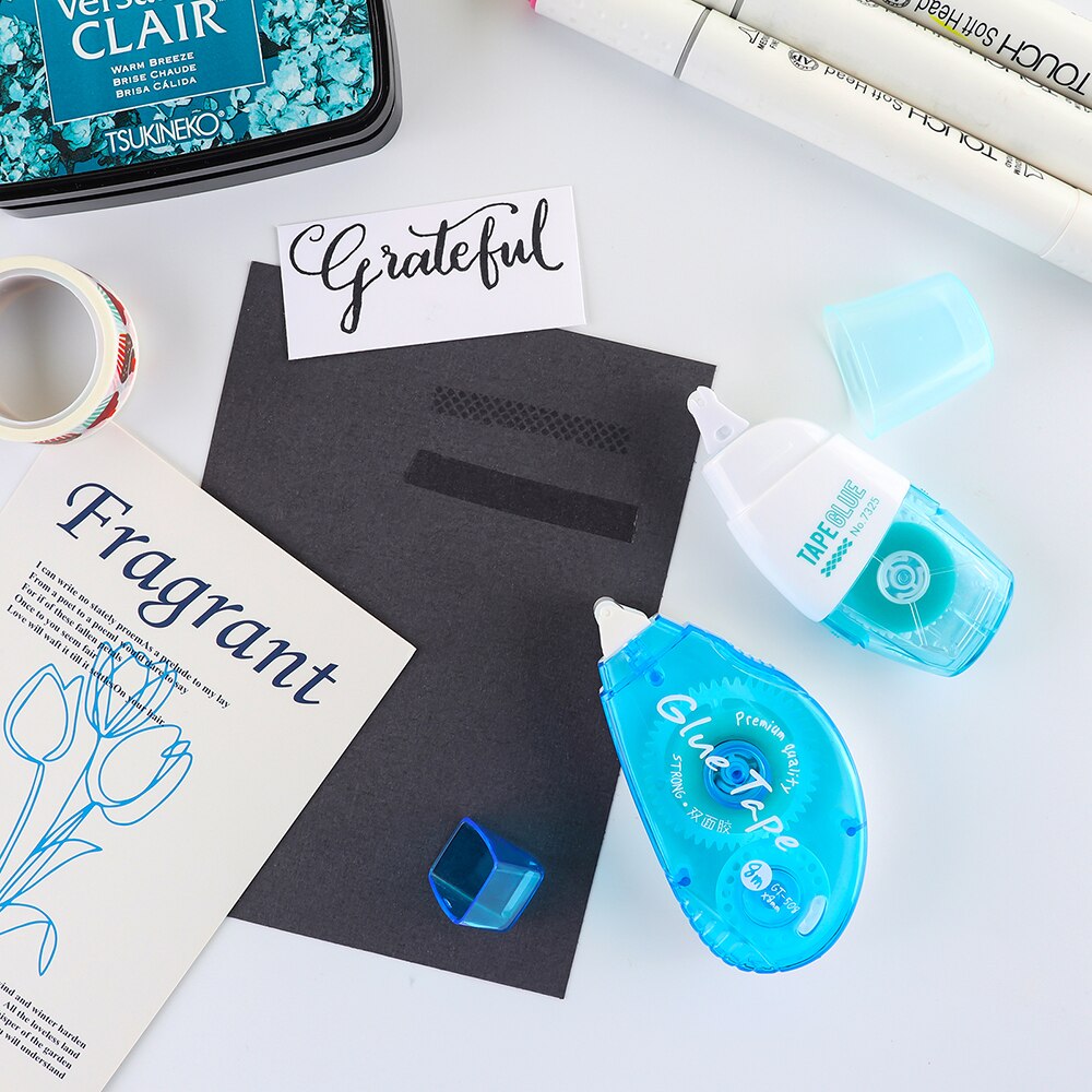 26Feet Strong Double Sided Adhesive Dots/line Stick Roller Permanent Adhesive Applicator Refillable Solid Tape Runner for Cards