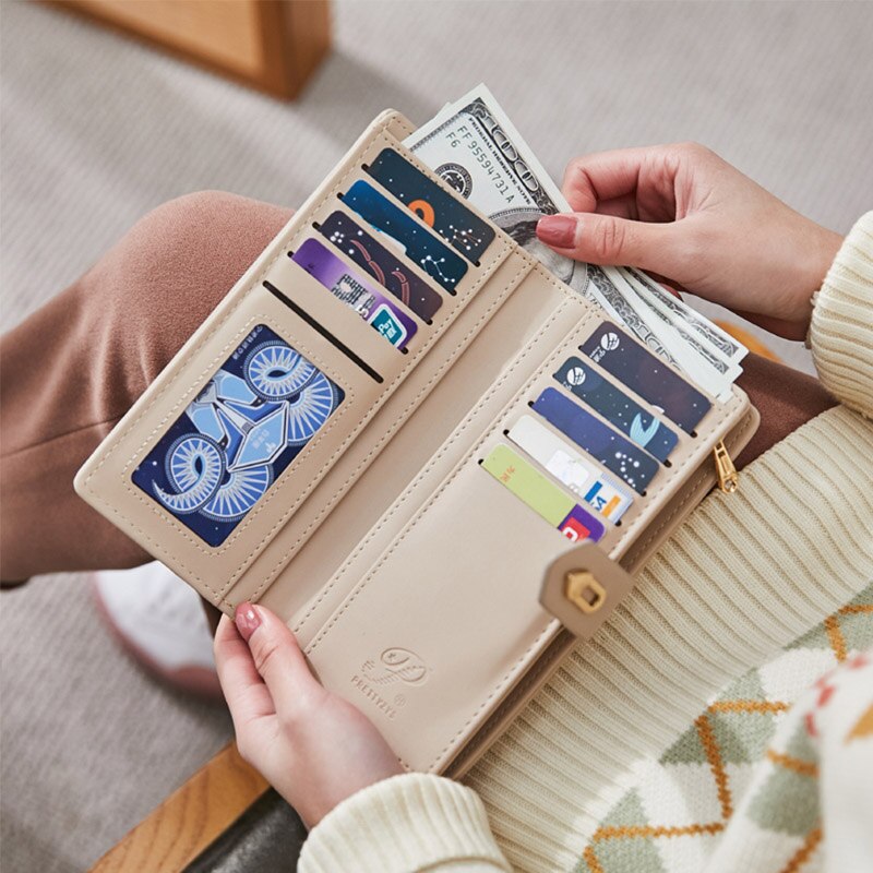 Hjerteelement damer lange lommebøker med glidelåslomme og kortholder kvinnelige vesker lommebok med høy kapasitet til kvinner