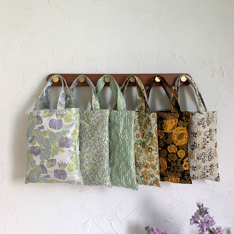 Vintage Doek Vrouwen Kleine Handtassen Jacquard Stof Dames Mini Handvat Tote Tas Mode Bloem Vrouwelijke Evening Clutch Purse