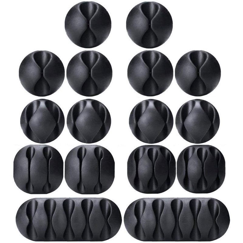 Clips de câble, 16 paquets de câbles organisateur gestion des câbles supports de cordon auto-adhésifs pour l'organisation des câbles à la maison et au bureau