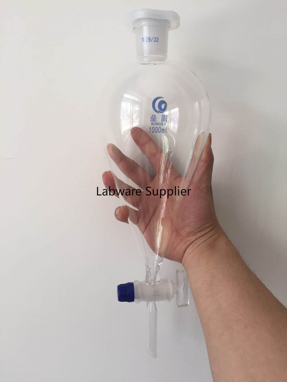 peervormige glas scheitrechter met glazen stop Vloeistof trechter Experimentele verbruiksartikelen Laboratorium apparatuur