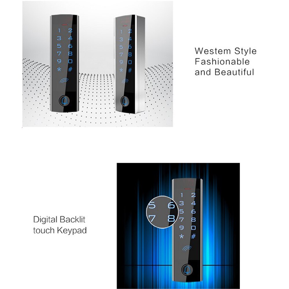 RFID Access Control Metal Touch Screen Standalone Access Controller Waterproof T4 anti-vandal WG26 Input output 125MHZ card