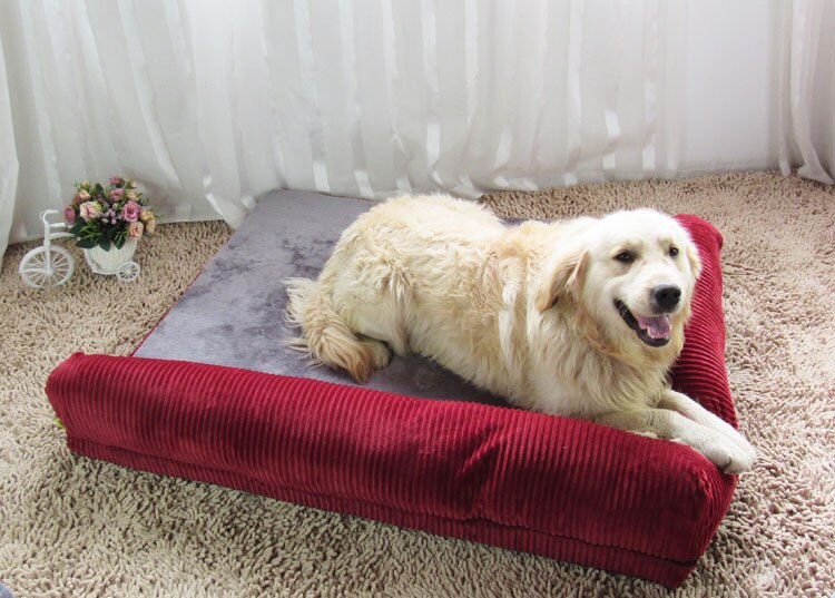 Luksus stor hundeseng sofa hund kat kæledyrspude til store hunde vaskbar rede kattegrus bamse hvalpemåtte kennel kæledyrshus sml xl: Rød / 105 x 90 x 20cm