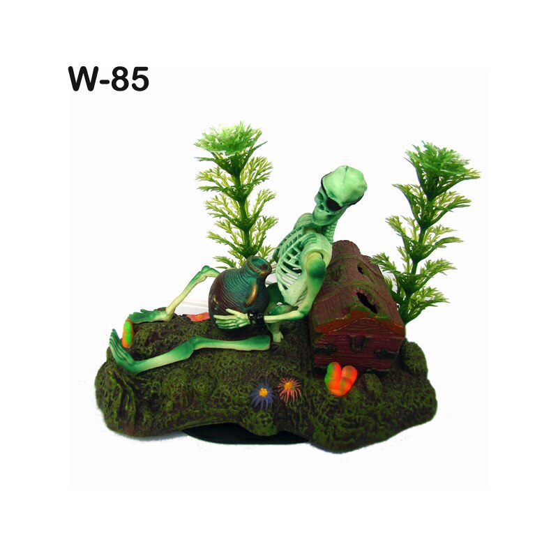 Akvarie dekoration skelet på toilet akvarium ornament dekoration til akvarie tank  wj07: W -85