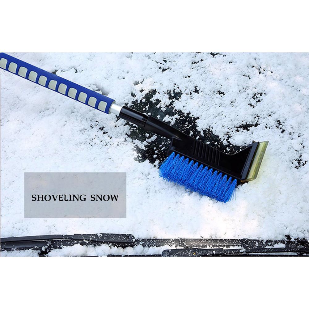 Cepillo de nieve de acero inoxidable, pala telescópica de hielo, herramienta de descongelación para parabrisas de coche, limpiador de escoba para quitar escarcha