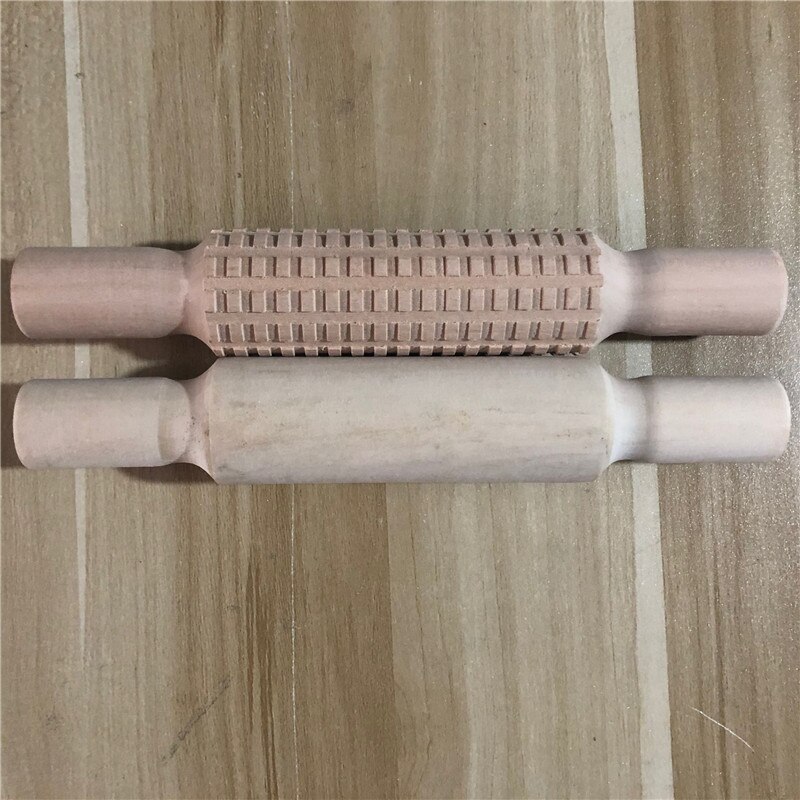 Pottery Mud Stick Pottery Ceramics Plastic Clay Carving Tools Solid Wood Printed Texture Mud Stick Mud Forming Tool: 2 pcs