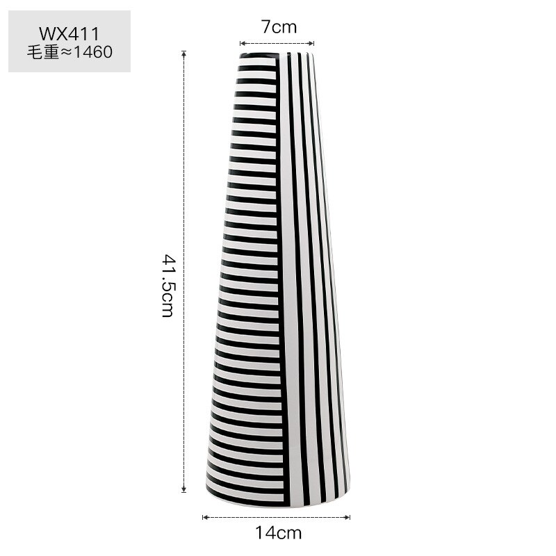 Vase géométrique en céramique noir et blanc, bouteille style scandinave moderne, décoration pour la maison, bureau, salon, de pendaison de crémaillère: WX411
