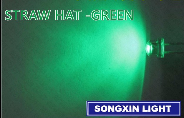1000pcs 5mm Clear Lens Groene LED Diode Licht 5mm Strohoed Ultra Bright Wide Angle LED Light emitting Diode Lamp Door Gat
