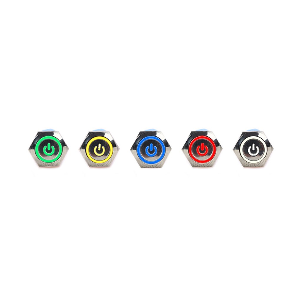 16mm Hole 12V LED Metallic Car Angle Eye Power Push Button Switch Latching Type Button for Arcade Game Machine