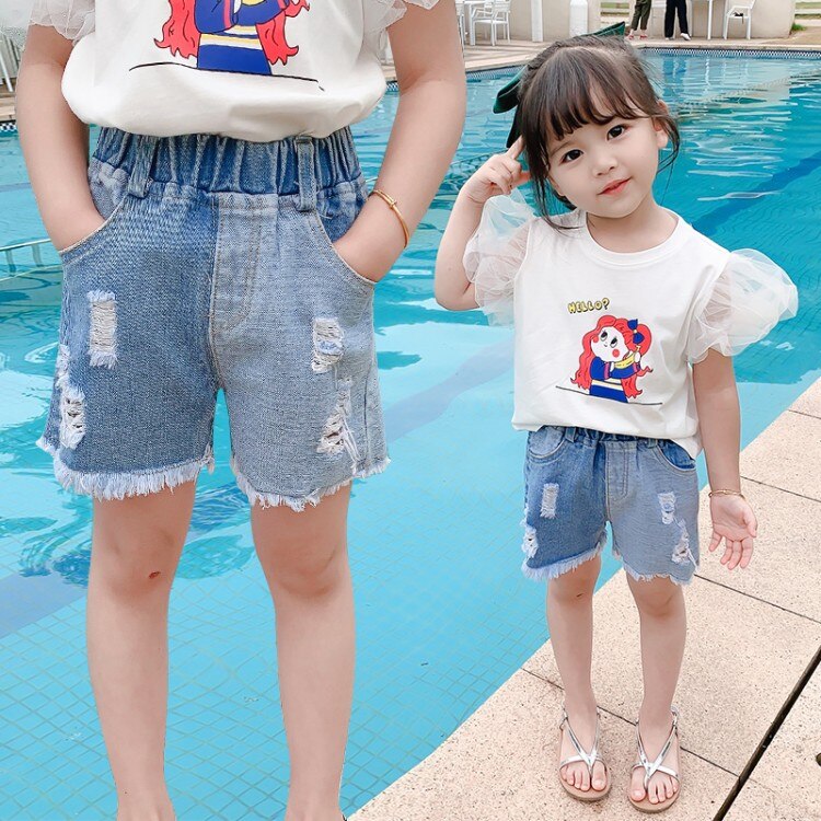 Kids Rainbow Jean Shorts Ripped Pants Summer Casual Streetwear Denim Short Pants for 2 3 5 6 7 8 Years Children Clothes
