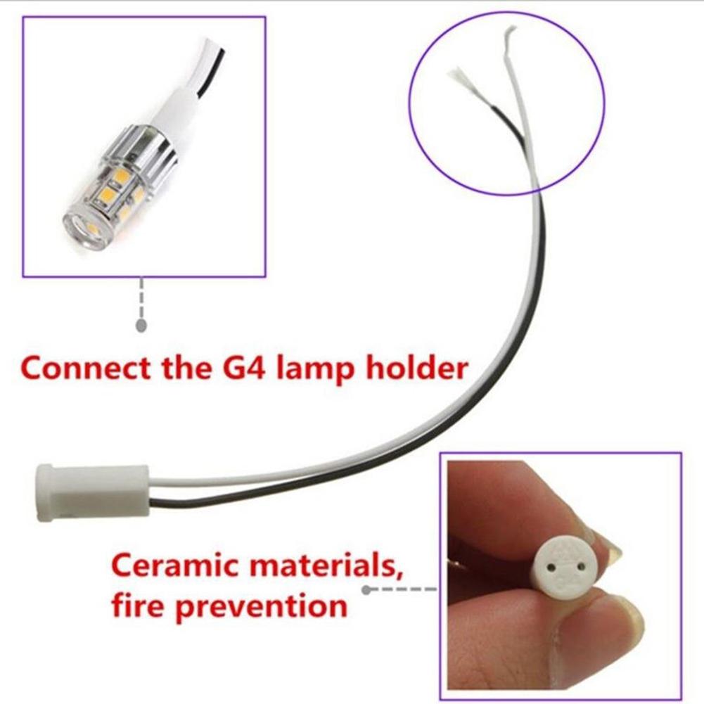 12V G4 Base Holder Ceramic Fire Prevention Wire Adapter Halogen Socket Connector for LED Bulb
