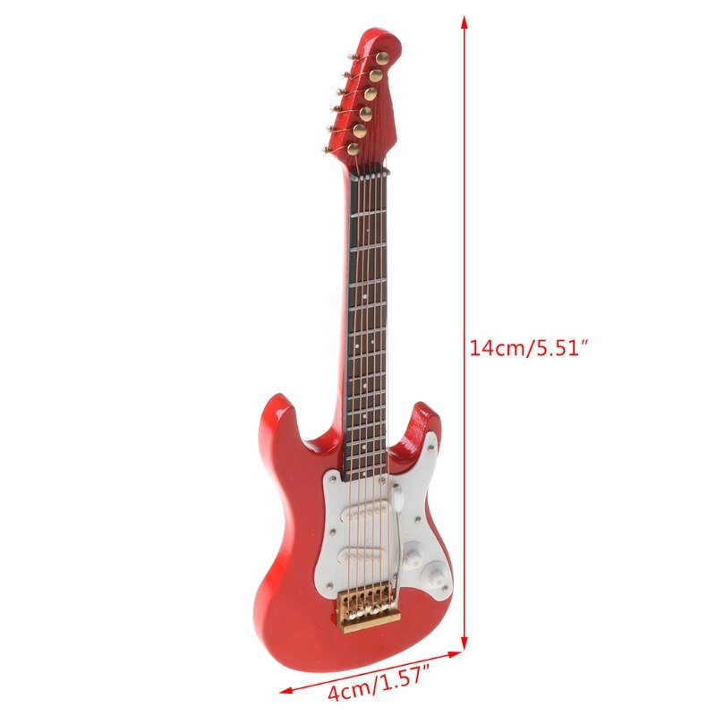 14Cm Mini Elektrische Gitaar Model Miniatuur Guitarra Replica Muziekinstrument Collection Decoratieve Ornamenten Christmas Wit