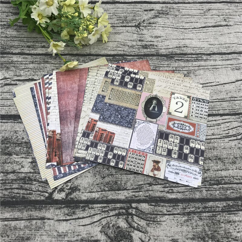 24 sheets 6"X6"The Blue red stamp Pattern Scrapbooking paper pack handmade craft paper craft Background pad