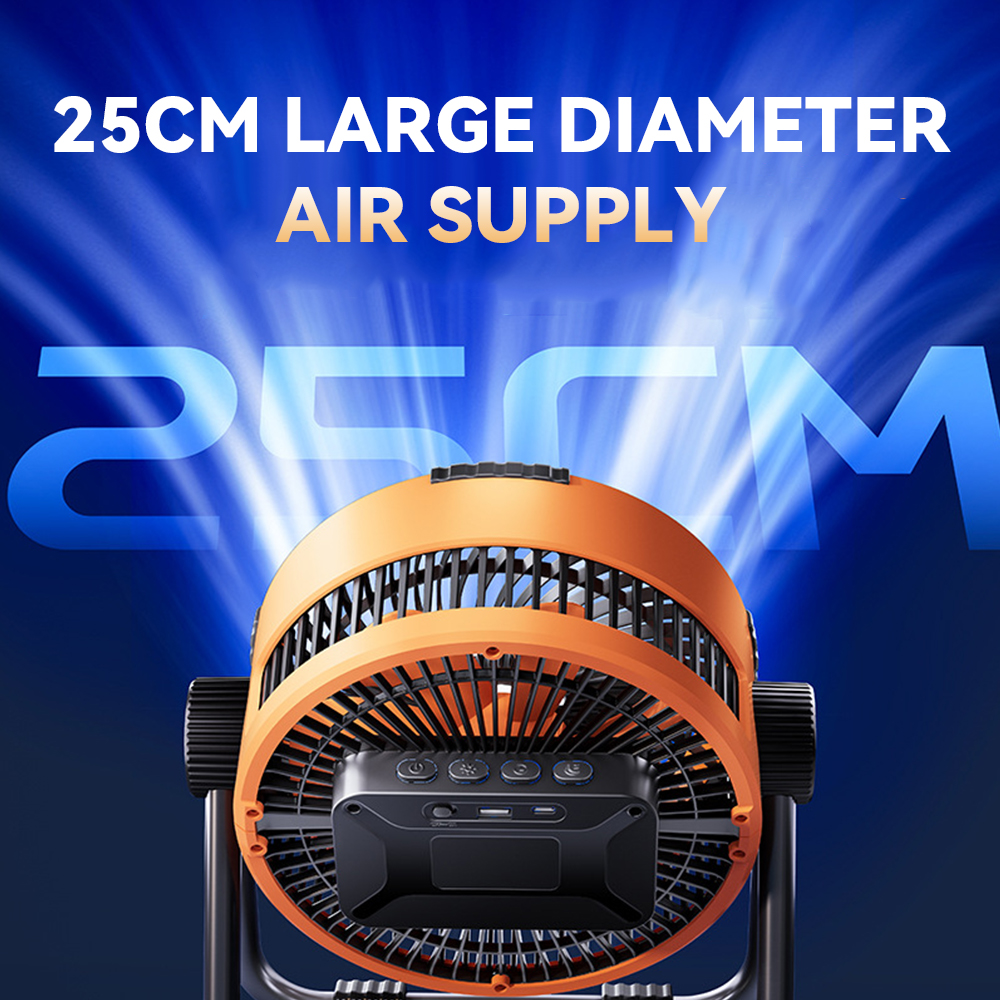Campingventilator 20000 mah oplaadbare draagbare ventilator luchtcirculator 4 snelheidsinstellingen & 360 ° rotatie draadloze tent plafondventilator