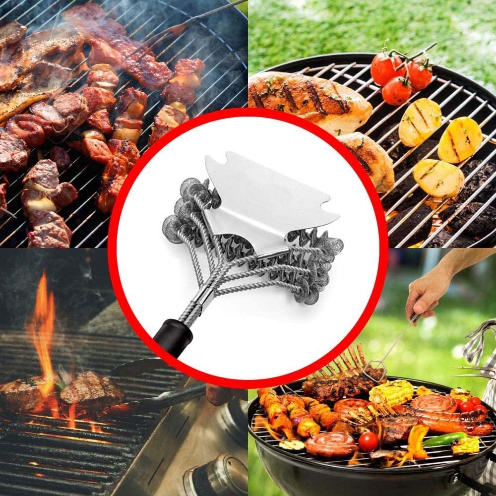 Barbecue Grill Brush Scraper Non-stick Long Handle Stainless Steel Wire BBQ Clean Tool Grills Cleaning Brush Kitchen Accessories
