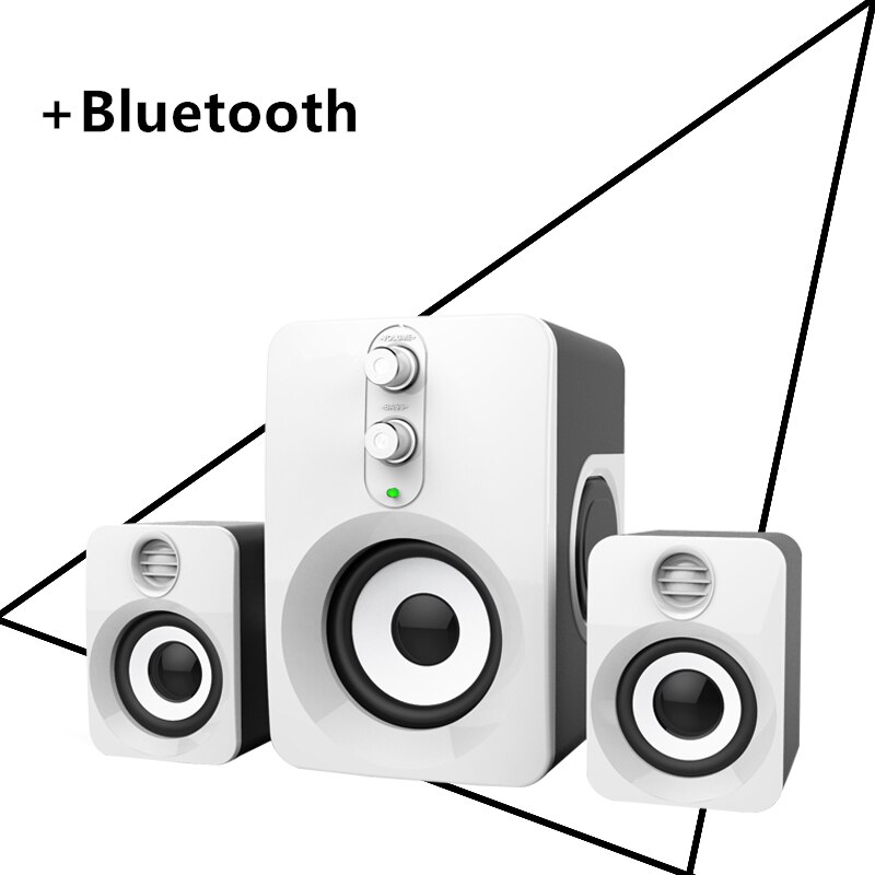 Multifunctionele Computer Speaker Computer Notebook Mobiele Telefoon Audio Home USB Multimedia Bluetooth Speaker 2.1 Actieve Subwoofer: White bluetooth